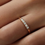 Five Stone D Color Moissanite Diamond Round Cut Band