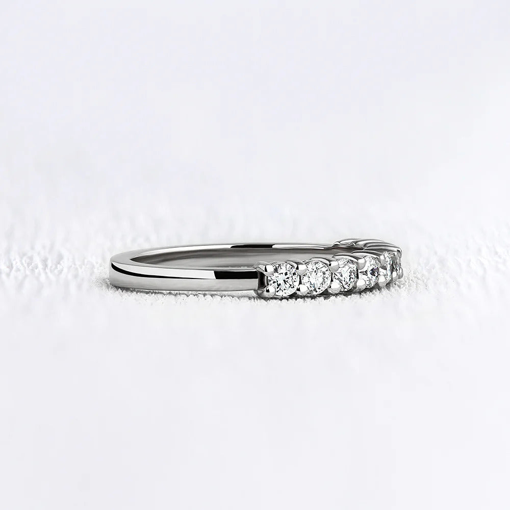 Round Cut Half Eternity Wedding Band