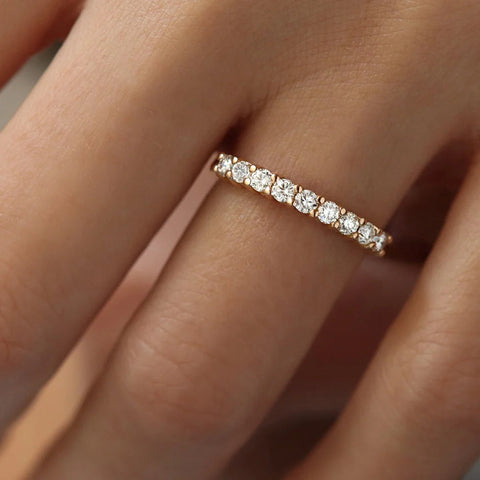 Round Cut Half Eternity Wedding Band