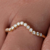 D Color Moisanite Round Cut Curved Style Band