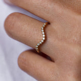 D Color Moisanite Round Cut Curved Style Band