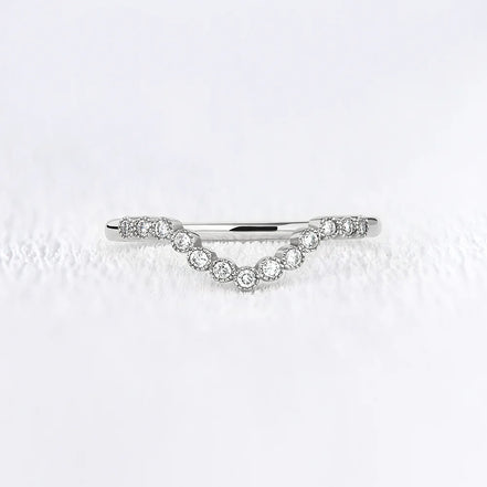 D Color Moisanite Round Cut Curved Style Band