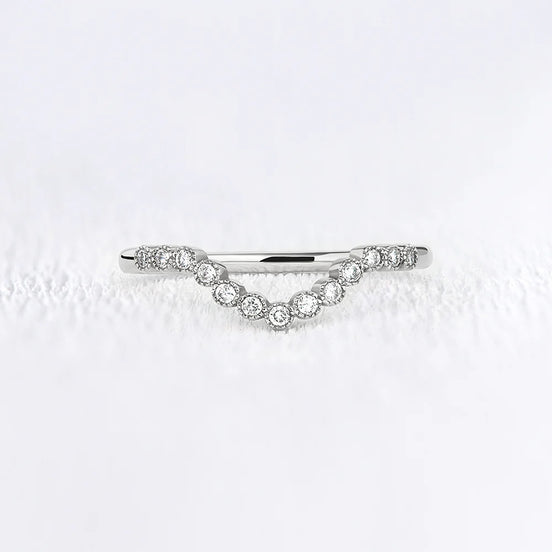 D Color Moisanite Round Cut Curved Style Band