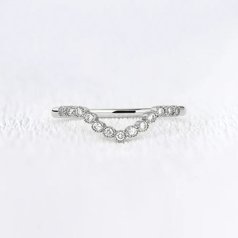 D Color Moisanite Round Cut Curved Style Band