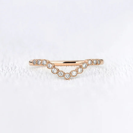 D Color Moisanite Round Cut Curved Style Band