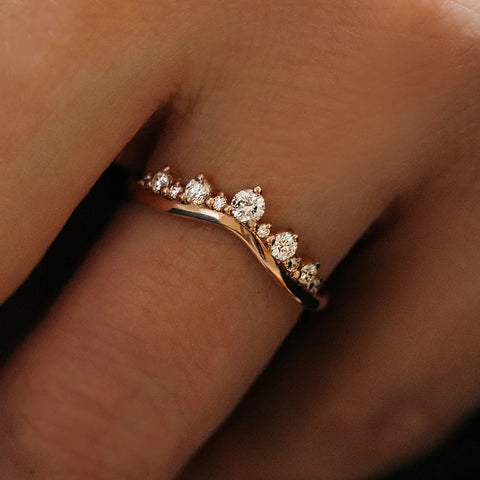 Unique Style Round Cut Moissanite Wedding Band