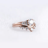 Unique Style Moissnaite Round & Pear Cut Ring Set