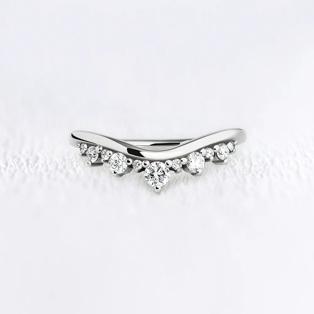 Unique Style Round Cut Moissanite Wedding Band