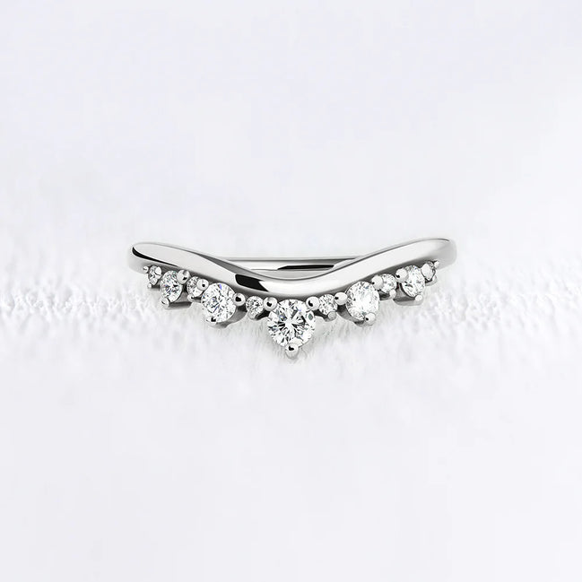 Unique Style Round Cut Moissanite Wedding Band