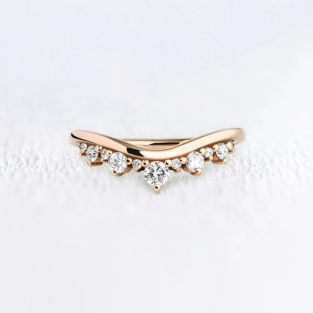 Unique Style Round Cut Moissanite Wedding Band
