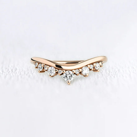 Unique Style Round Cut Moissanite Wedding Band
