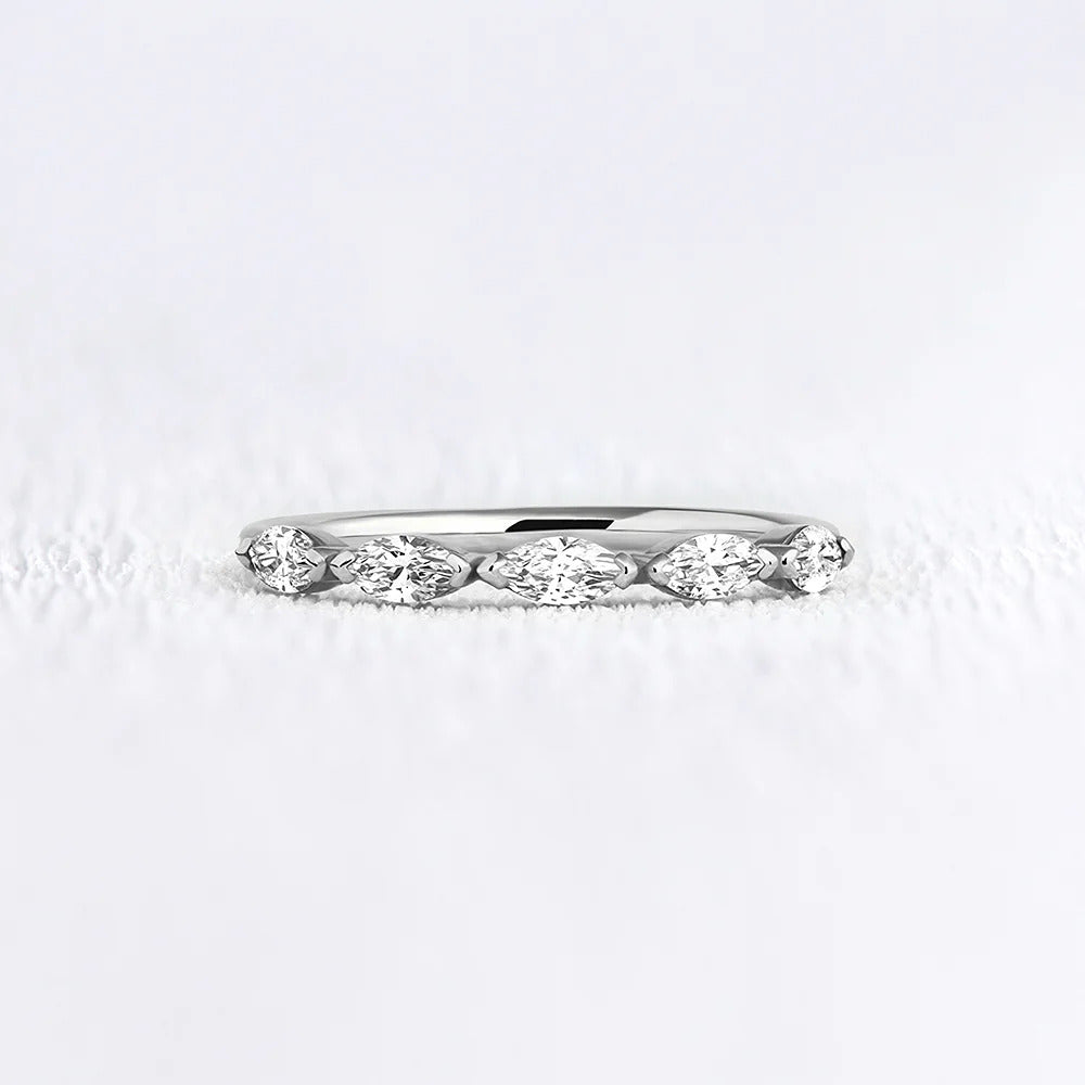 VVS1 Moissnite Marquise Cut Half Eternity Ring