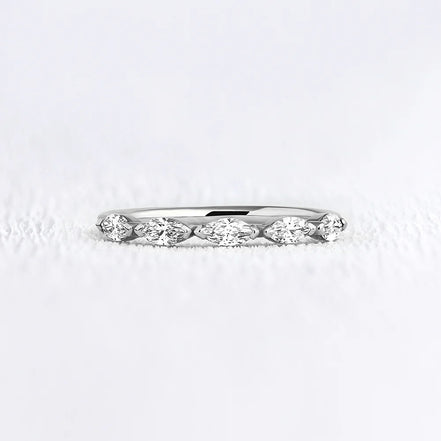 VVS1 Moissnite Marquise Cut Half Eternity Ring