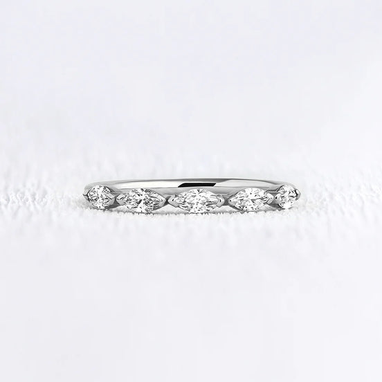 VVS1 Moissnite Marquise Cut Half Eternity Ring
