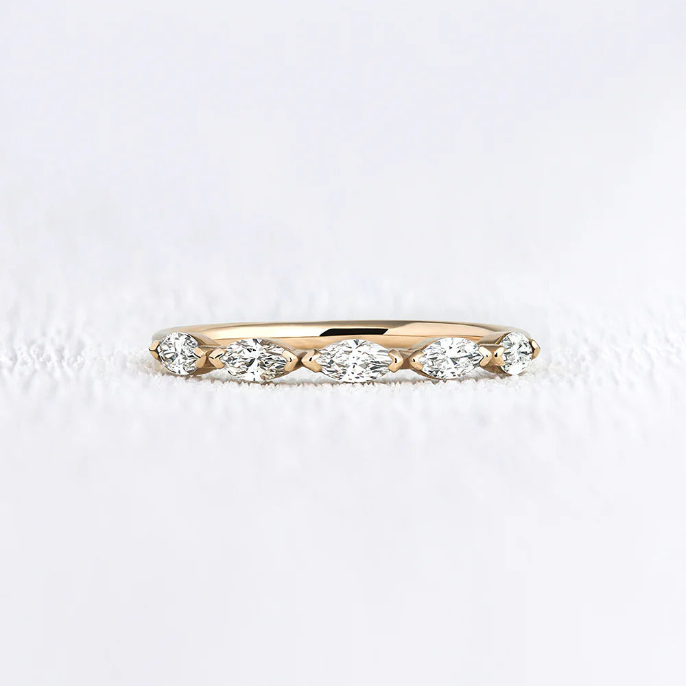 VVS1 Moissnite Marquise Cut Half Eternity Ring