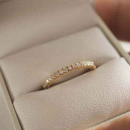 Round Cut Moissanite Half Eternity Wedding Band