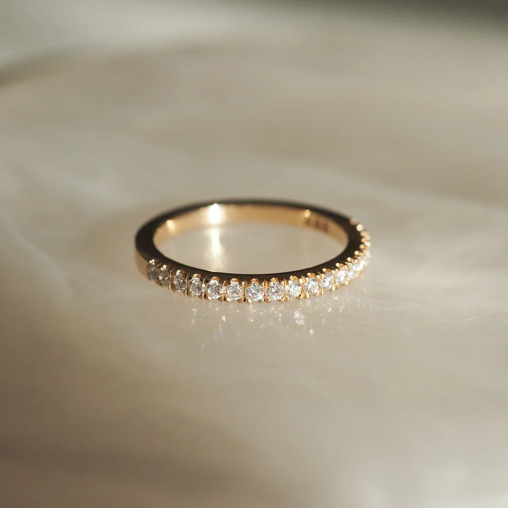 Round Cut Moissanite Half Eternity Wedding Band