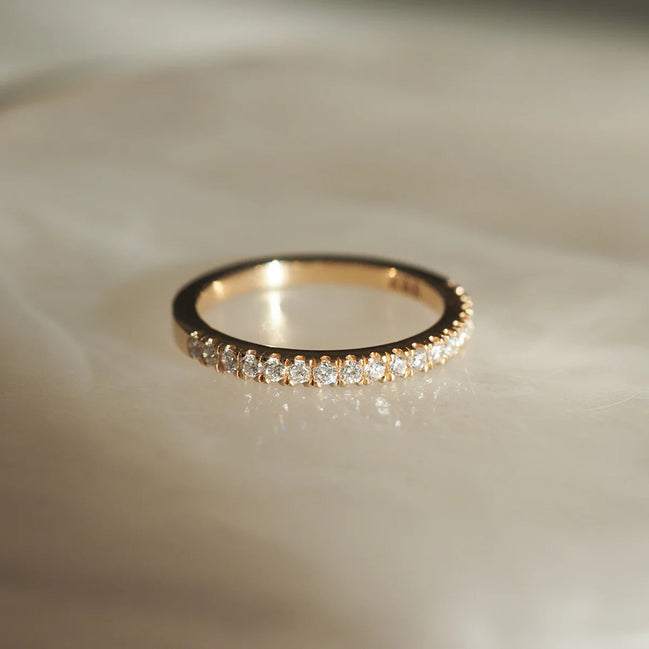 Round Cut Moissanite Half Eternity Wedding Band