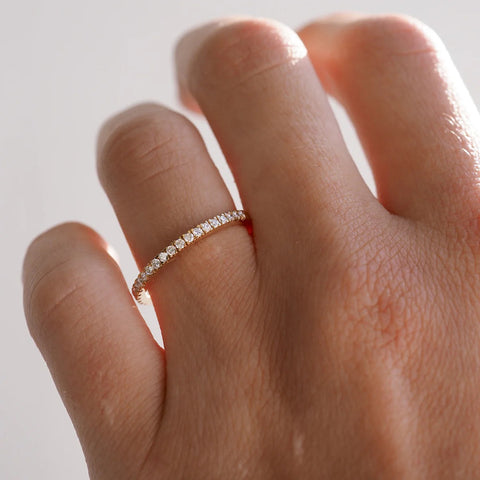Round Cut Moissanite Half Eternity Wedding Band
