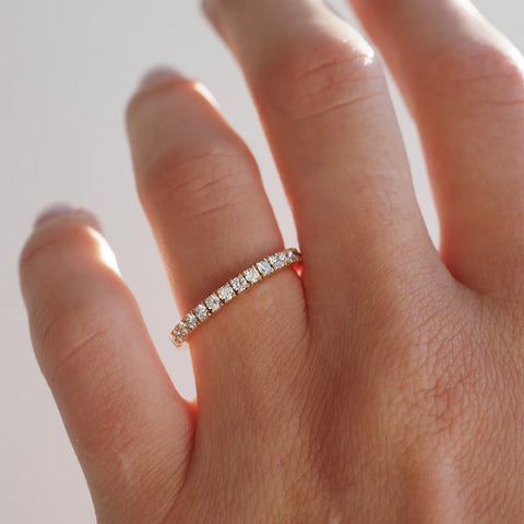 VVS1 Moissnaite Round Cut Half Eternity Wedding Band