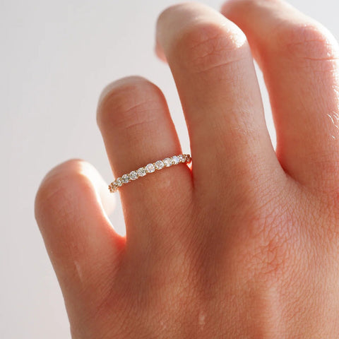 Half Eternity Moissnaite Round Cut Wedding Proposal Band