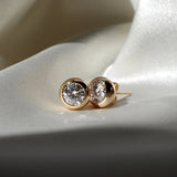 VVS1 Moissanite Round Cut Bezel Set Push Back Stud Earring