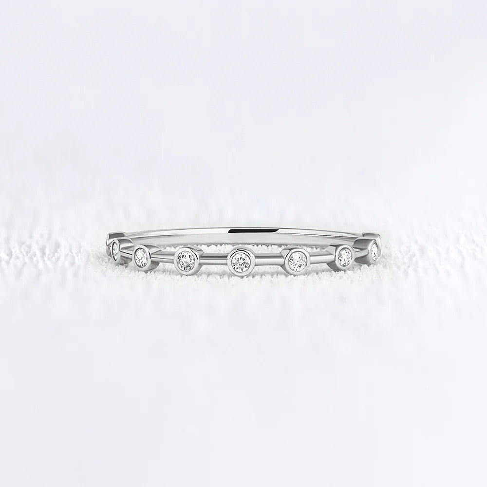 Moissanite Round Cut Half Eternity Band