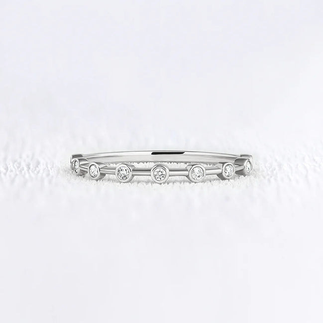 Moissanite Round Cut Half Eternity Band