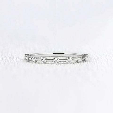 Moissanite Round Cut Half Eternity Band