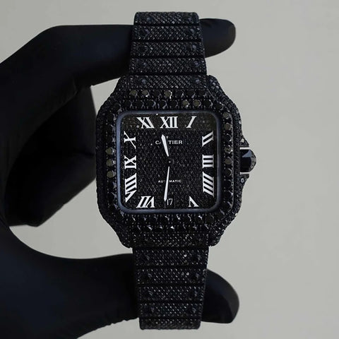 Full Black Moissnaite Automatic Movement Watch For Men's