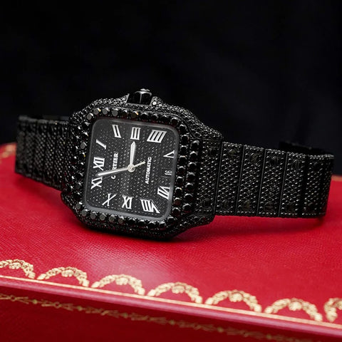 Full Black Moissnaite Automatic Movement Watch For Men's
