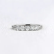 14K White Gold Five Stone Round Cut Moissanite Band