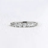 14K White Gold Five Stone Round Cut Moissanite Band