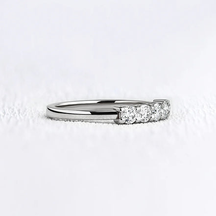 14K White Gold Five Stone Round Cut Moissanite Band
