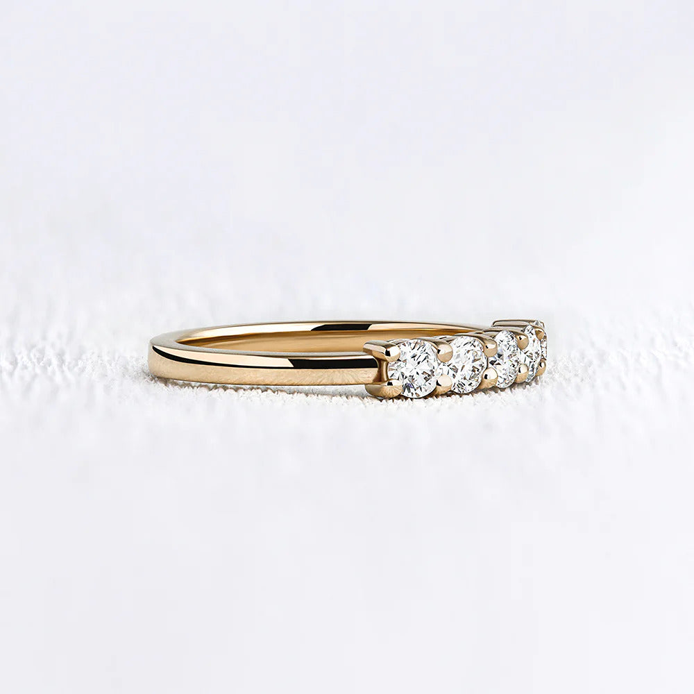 14K White Gold Five Stone Round Cut Moissanite Band