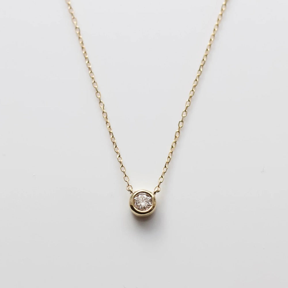 Moissanite Diamond Solitaire Bezel Set Round Cut Pendant