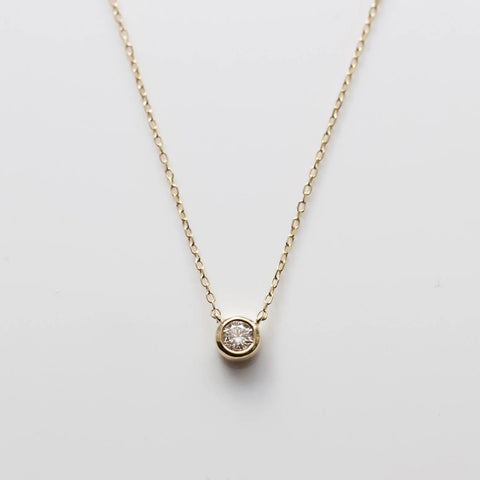 Moissanite Diamond Solitaire Bezel Set Round Cut Pendant