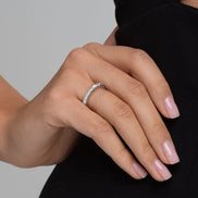 Moissanite Emerald Cut Full Eternity Wedding Proposal Band