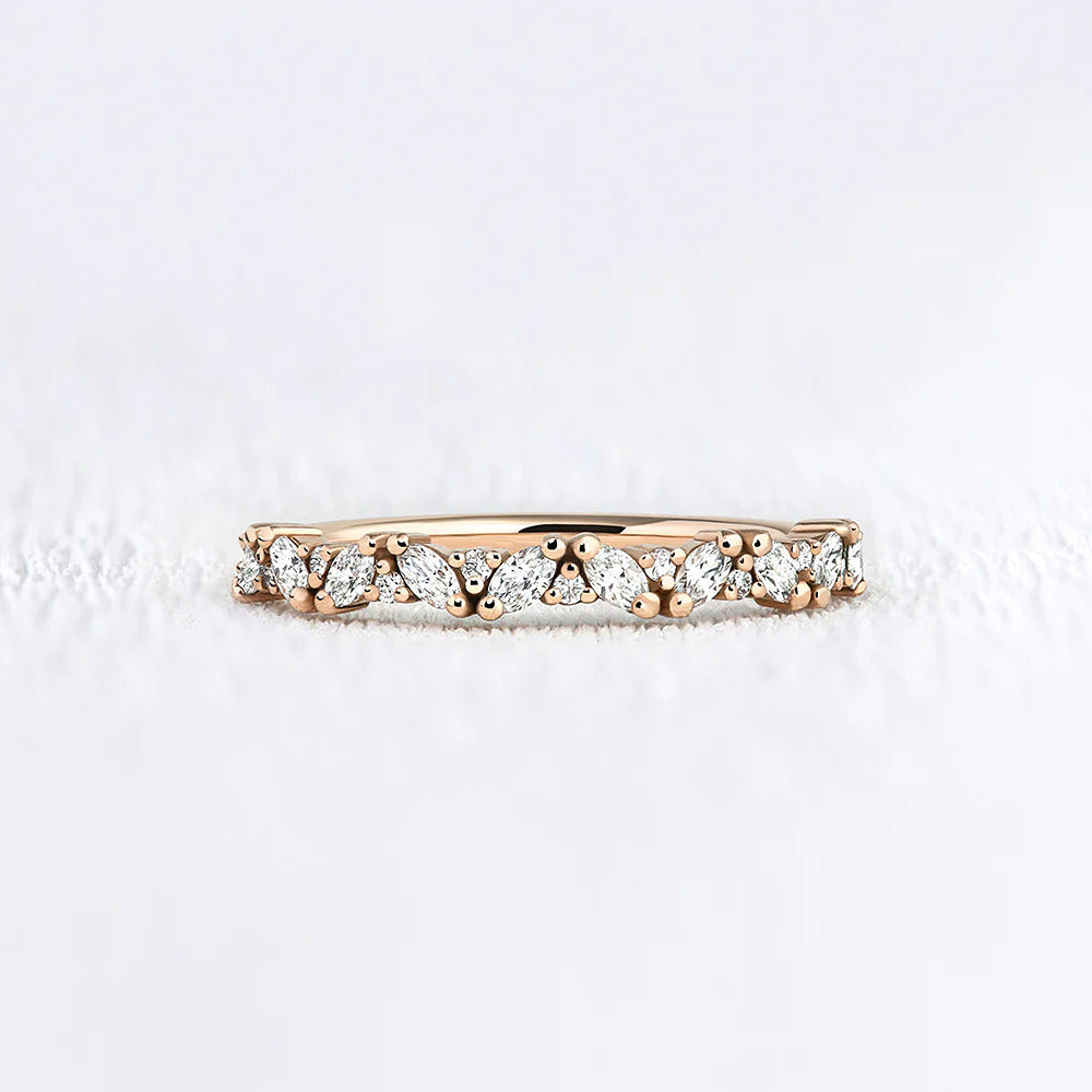Round & Marquise Cut Moissanite Half Eternity Band