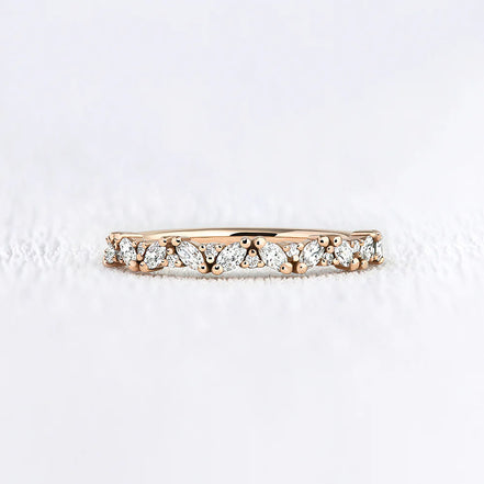 Round & Marquise Cut Moissanite Half Eternity Band