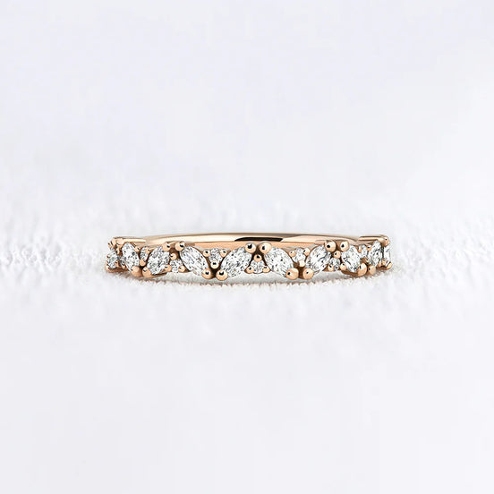 Round & Marquise Cut Moissanite Half Eternity Band