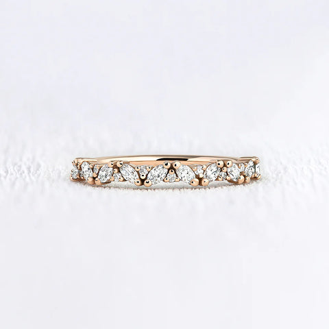 Round & Marquise Cut Moissanite Half Eternity Band
