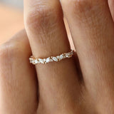 Round & Marquise Cut Moissanite Half Eternity Band