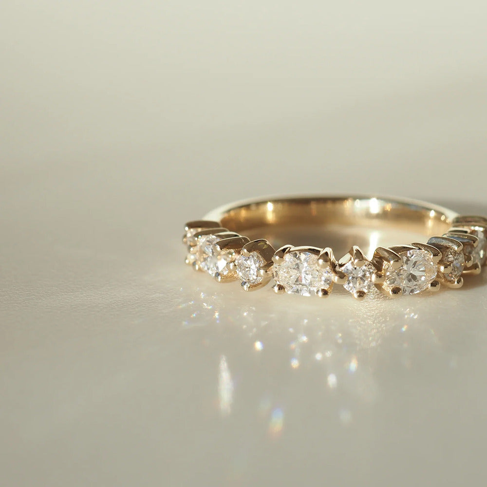 Oval & Round Cut Moissanite Eternity Band For Women