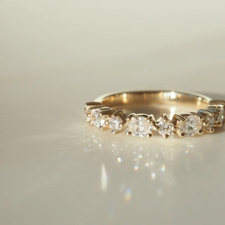 Oval & Round Cut Moissanite Eternity Band For Women