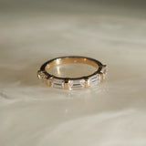 Emerald Cut Half Eternity Moissanite Wedding Band
