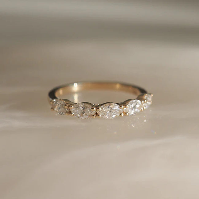 Marquise Cut Moissaite Eternity Wedding Band