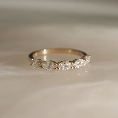 Marquise Cut Moissaite Eternity Wedding Band