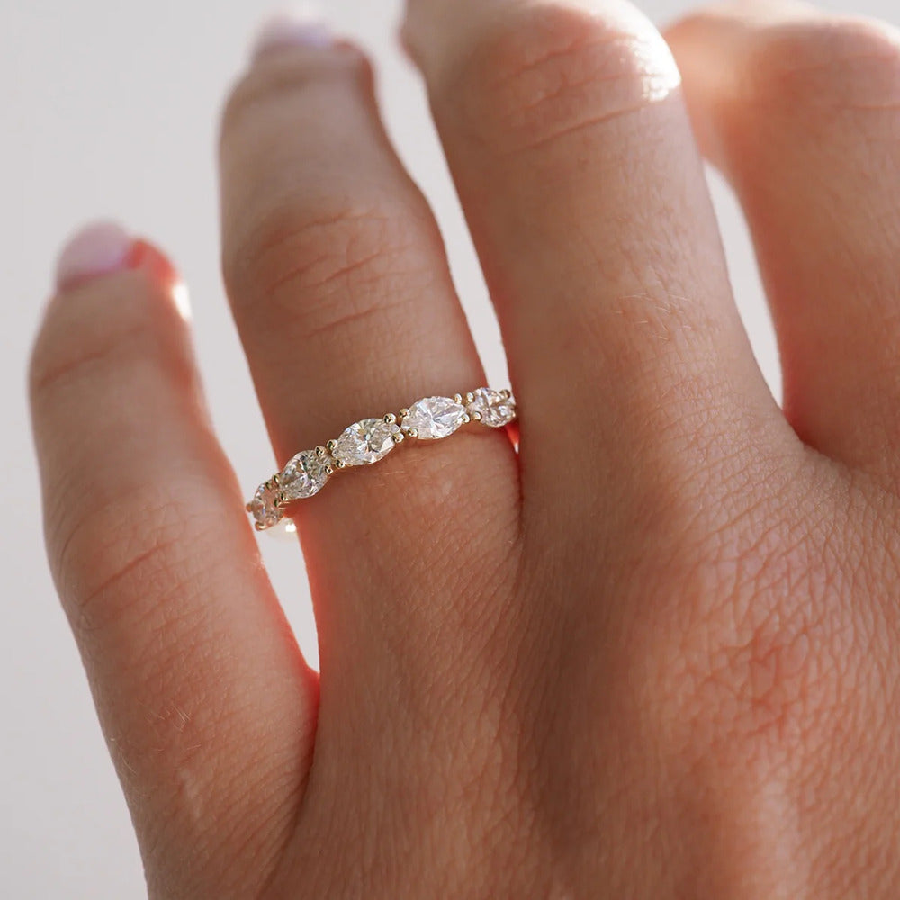 Marquise Cut Moissaite Eternity Wedding Band