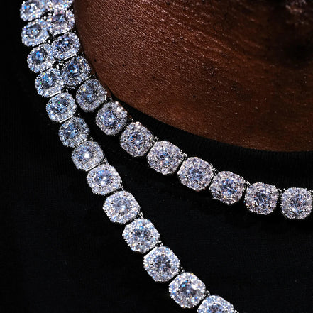 Iced Out Moissanite Round Cut Tennis Chain For Men's